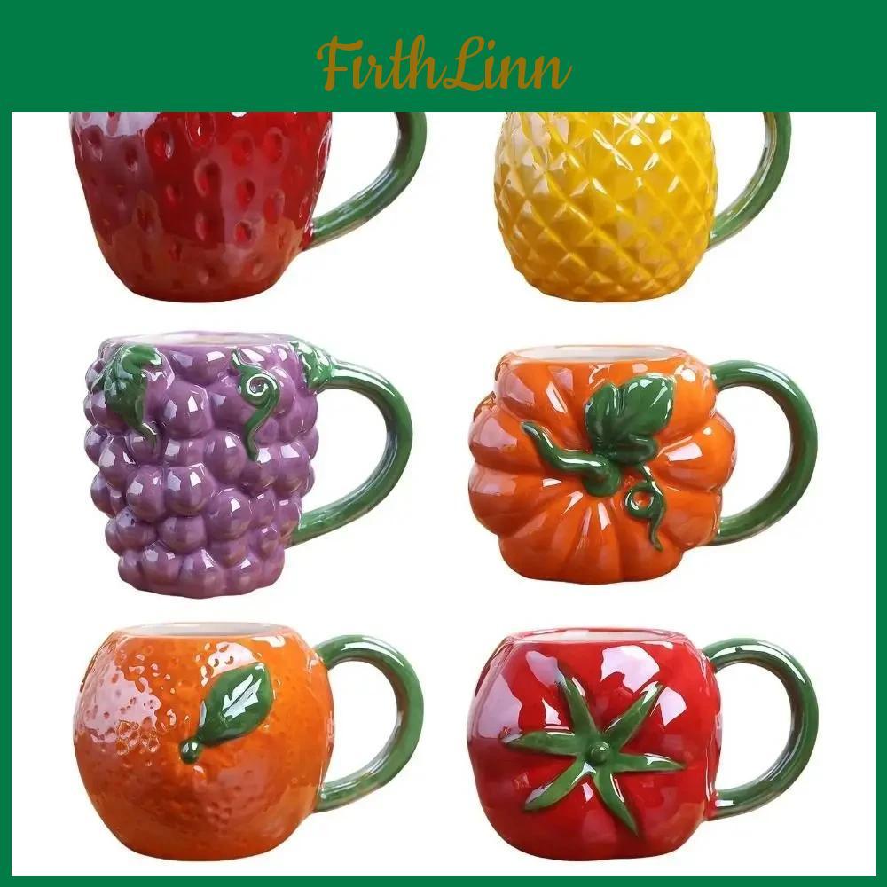 3d Creative Fruit Ceramic Mug Coffee Mugs Strawberry With Handle Childrens Milk Cup Personalized Fruit Shape Office Water Cups
