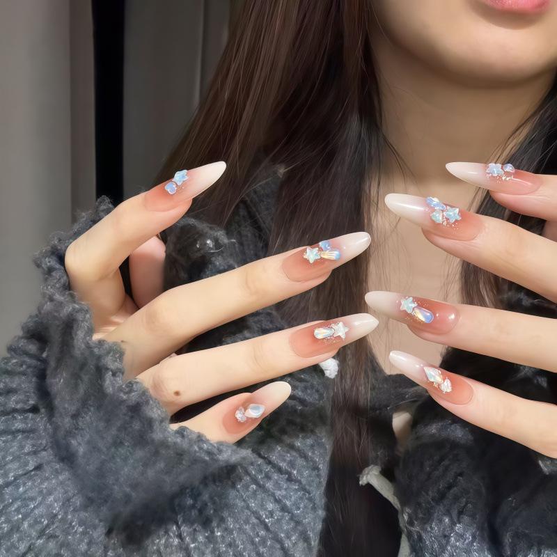 Butterfly Poem Dance: Handmade Cat Eye Blush Manicure – Gentle, High-End, Ice Crystal Fairy Style