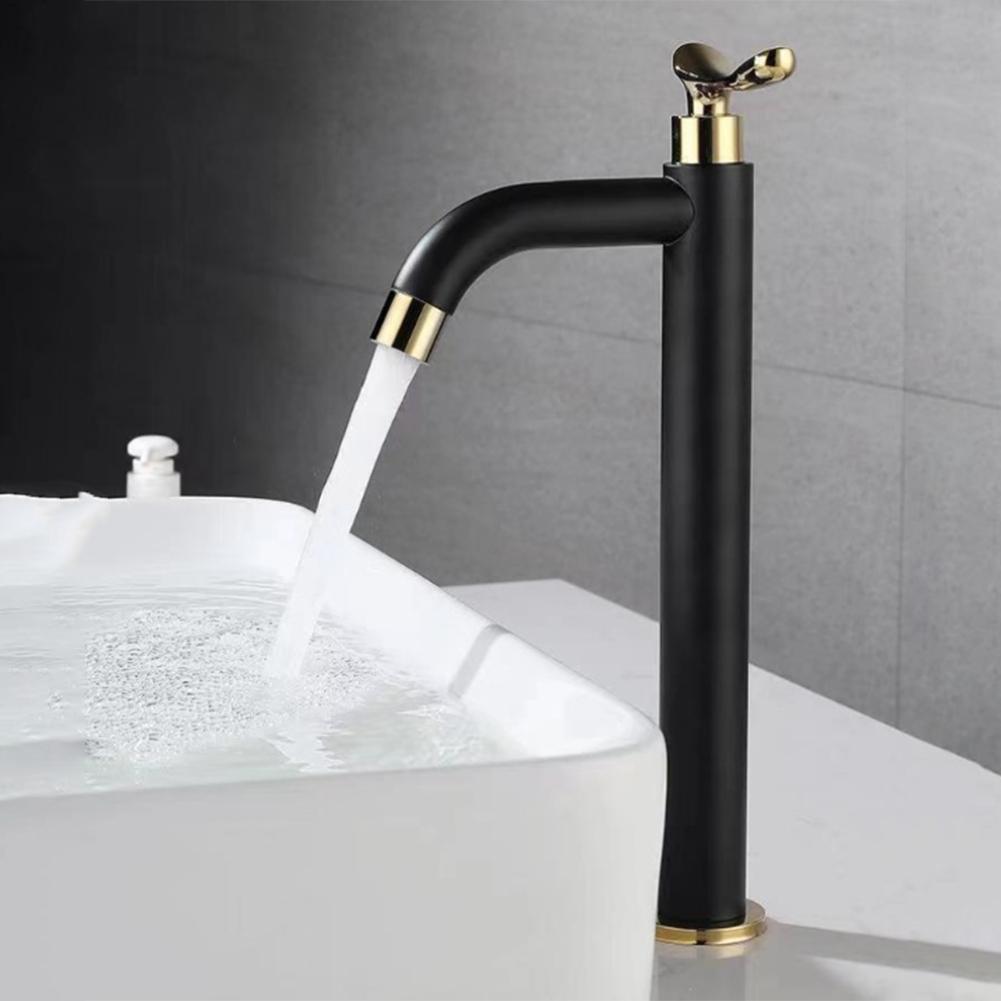 Bathroom Sink Faucets Black&Gold Single Cold Water Washbasin Tap Single Handle Stainless Steel Hot Cold Wate Mixer Tap