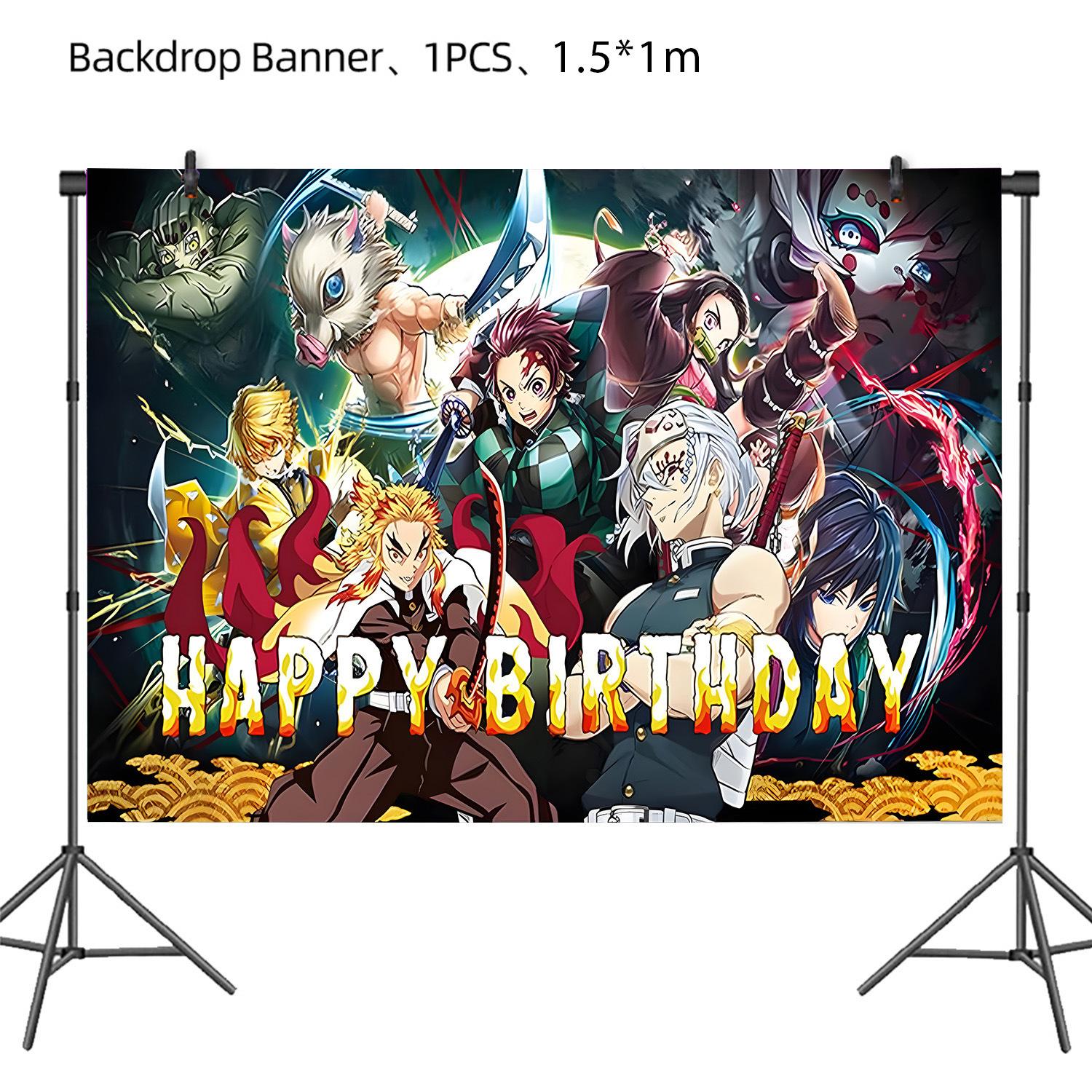 Demon Slayer Verjaardagsdecoraties Kimetsu No Yaiba Thema Anime Ballonnen Taarttoppers Sleutelhangers Verjaardagscadeaus voor Kinderen Babyborrel