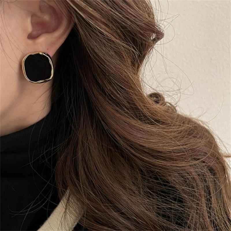 Square Black Brown Color Korean Style Stud Earrings for Women New Fashion Jewelry Earing Simple Female Party Earring Gifts