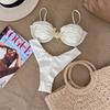 New Solid Color Steel Holder Sun Bikini Set Split Swimsuit Women's Two-piece Low Waist Swimwear