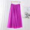 Qooth Women's Slim Skirt Mid Length Gauze Skirt Summer Simple Casual Skirt Fashion Full Dance Skirt QT2588