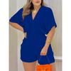 Summer V-Neck Jumpsuit with Drawstring Waist in Multiple Colors Women's casual V-neck jumpsuit; women's casual V-neck romper