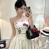 #Summer New Sweet and Spicy Cartoon Printed Tube Top Slim and Thin One-piece Top with Chest Pad