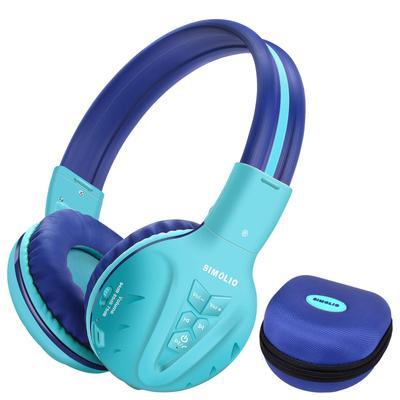 SIMOLIO Kids' Headphones, Bluetooth 5.0, Three-Level Volume Limit, Built-in Microphone, Sharing Port, Volume Control, Wired and Wireless Compatible,