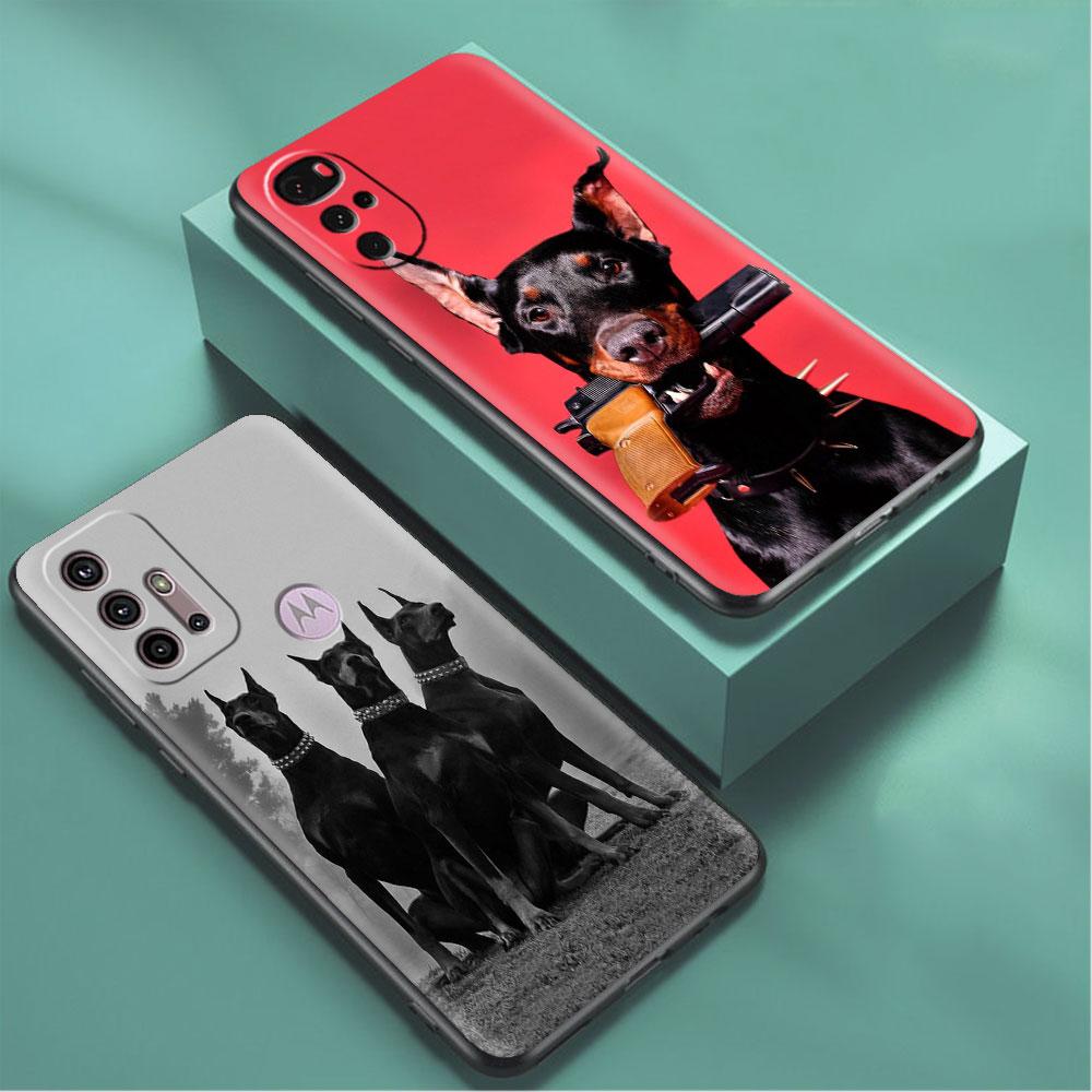 Animal Dachshund Doberman Dog Soft Case For Motorola G60 G30 Edge 20 30 G22 G9 Play G52 G8 G9 Power G50 One Fusion Phone Coque