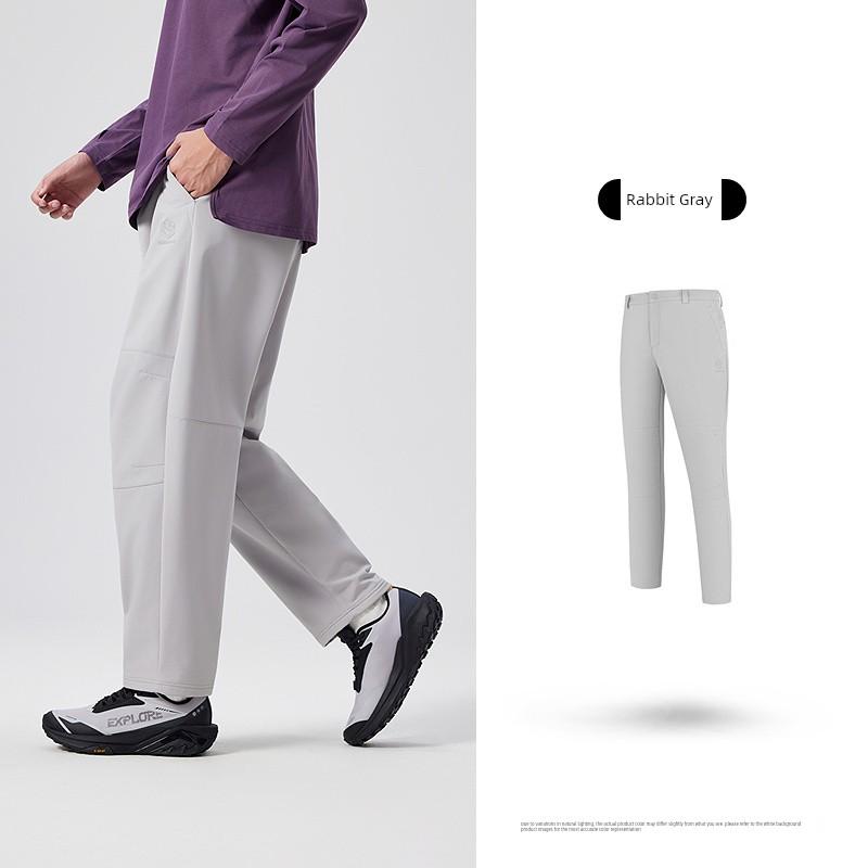 Jordan Outdoor Fleece-Lined Water-Resistant Long Pants for Men 2026 Spring New Woven Hiking Pants with Flat Cuffs