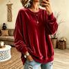 Women S Long Sleeve Solid Color Casual Crew Neck Velour Sweatshirt