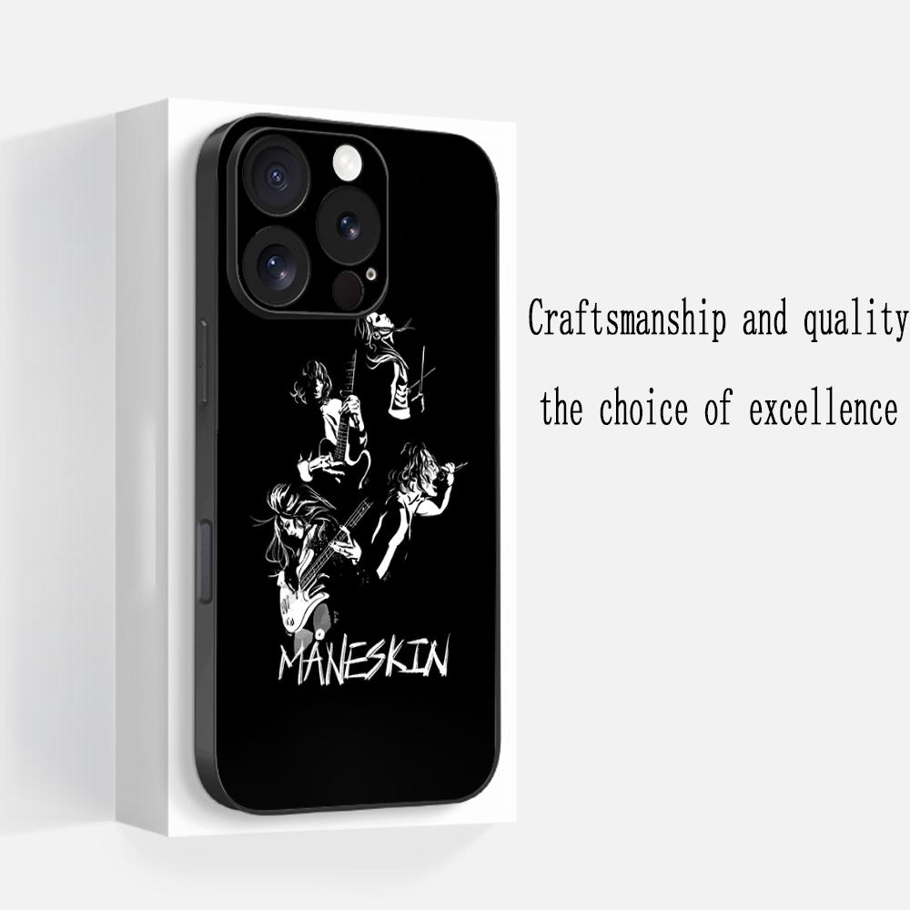Maneskin Cool Band Pattern Design Phone Case For iPhone 16 16e 15 14 13 12 11 Plus Mini Pro Max Soft Black Shockproof Cover