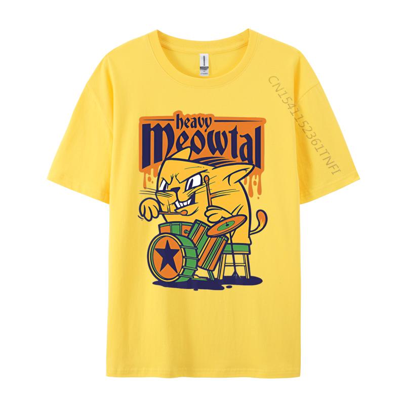 Heavy Meowtal Cat Saying Drum Sloth Tshirt Graphic TShirts Custom Cotton T Shirts Printing Tops Shirt