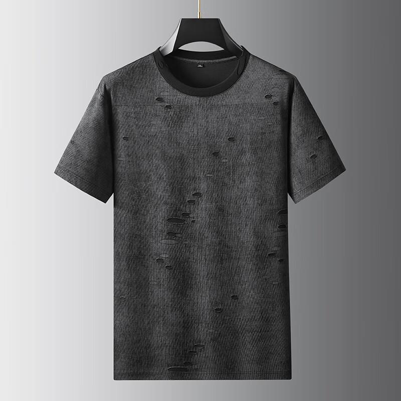 Men's Plus Size Tie-Dye Ripped Short Sleeve T-Shirt