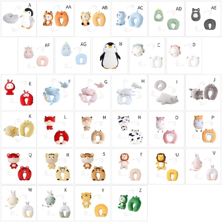 Kids Travel Pillow 2 in 1 Deformable Neck Pillow Soft Ushaped Pillow with Lovely Animal Sleep Companions
