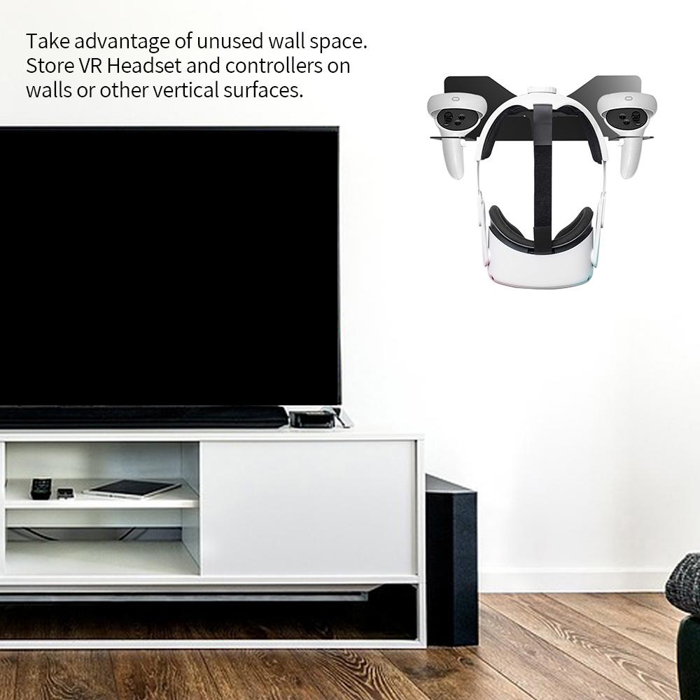 JYS JYS-MQ005 Wall Mounted Hook Stand VR Headset Controller Holder Storage Rack for Oculus Quest 2/PS VR