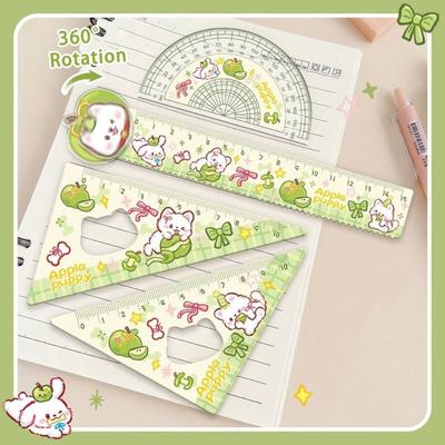 4pcs Acrylic Straight Ruler Measurement Drawing Stationery Set Square Protractor  School Office