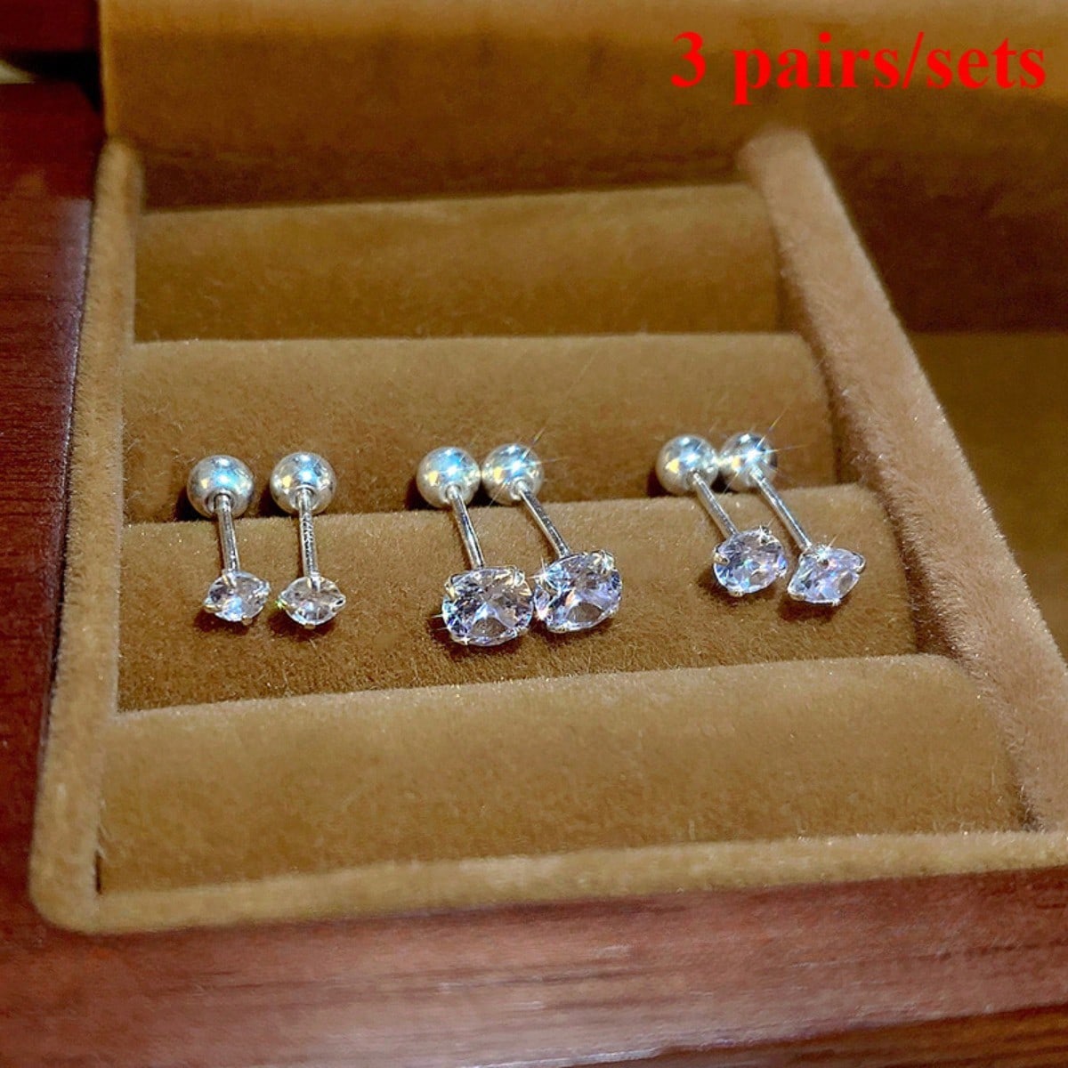 

3 Pairs of Women s Earring Set, Multi Size Round Single Screw Back Earrings, Suitable for Daily Wear, Birthday Gift 3 Pairs/set