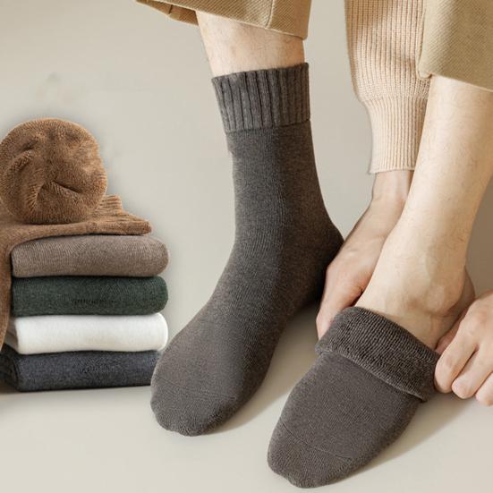 Damen Einfarbige Wadenlange Socken Herbst Gemütlich Weich Flauschig Crew-Socken Thermisch Warm Winter Dicke Stiefelsocken für Kaltes Wetter