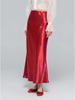 2026 Spring Chinese Style High-Waisted Silky Satin A-Line Maxi Skirt