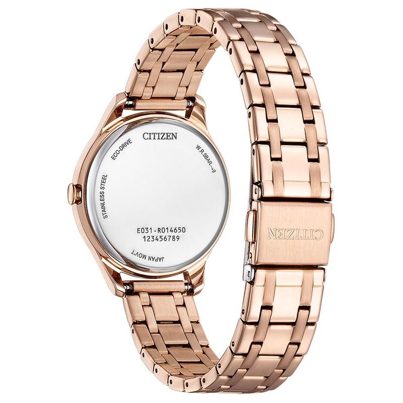 CITIZEN Eco-Drive Series 50 Meters Waterproof Cherry Blossom Pattern Solar Quartz Steel Strap 32mm Women's Watch Pink Dial EM0508-98W