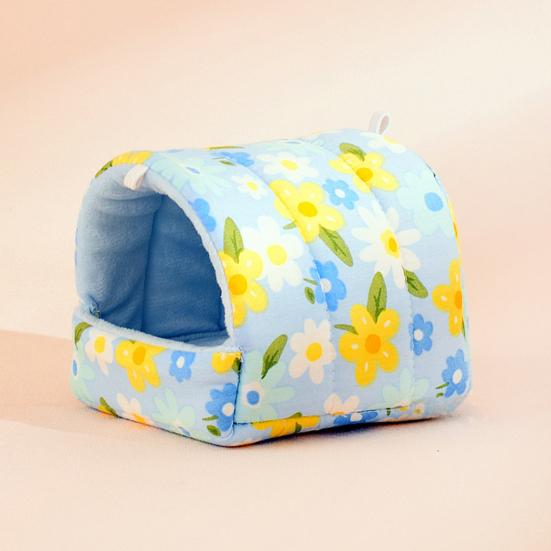 Thickened Quilted Warm Shelter Hamster Bed, Cartoon Print Cozy Hideout, Winter Cave Comfortable Hideaway for Hamsters Small Animal Cage Accessories