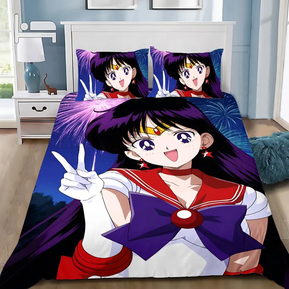 

S-Sailor M-Moons Декор для спальні для дорослих хлопчиків і дівчаток Односпальний Двоспальний Великий розмір Підковдра Наволочка Постільна білизна Японське аніме Милий AU Single(140x210cm)
