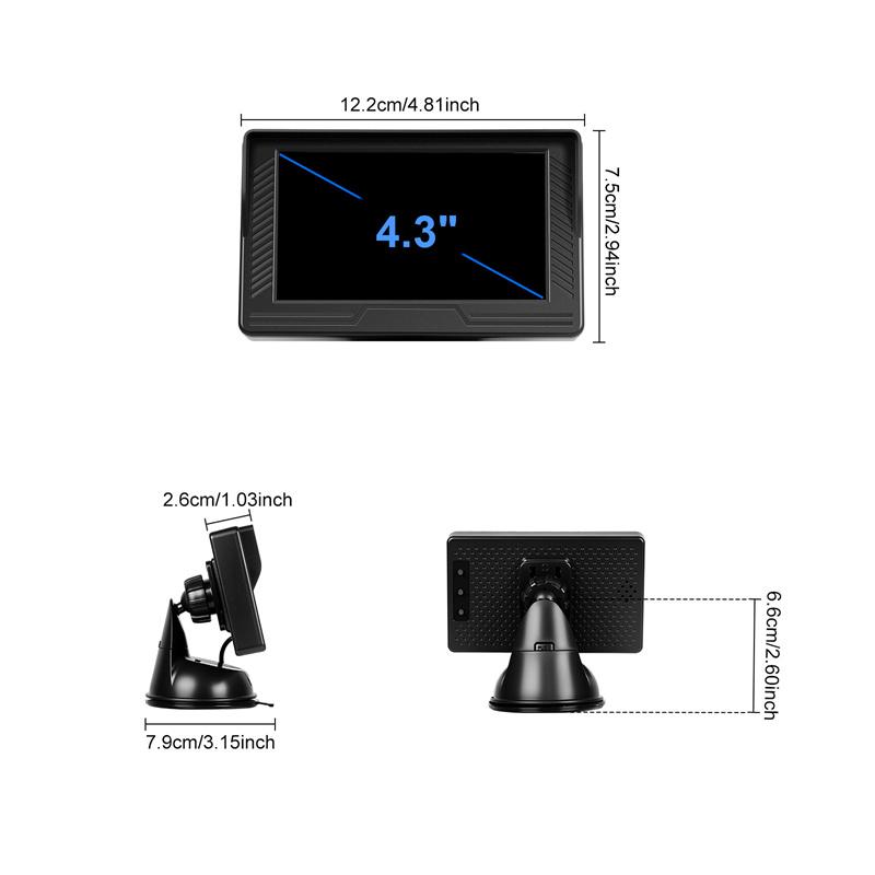Car Rear Baby Monitor 4.3'' Car Monitor With Camera Night Vision Wide-Angle Real-Time Baby Monitoring Stable Mounting