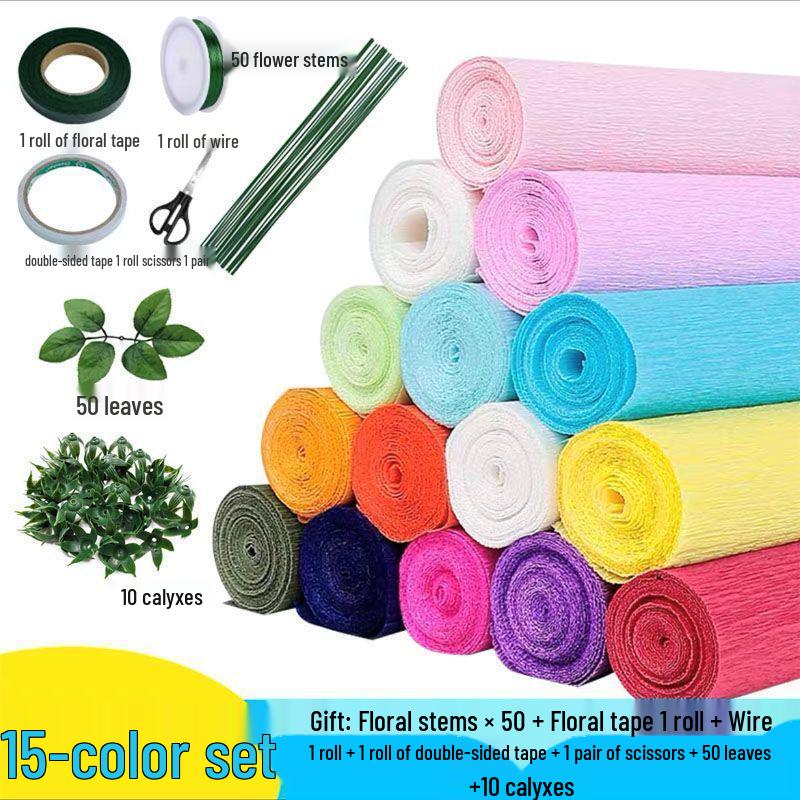 Thickened Colored Crepe Paper for DIY Rose Origami and Kindergarten Crafts