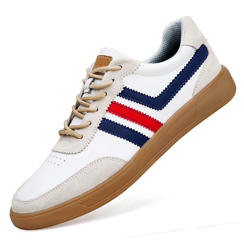 

Fashion Men s Genuine Leather Casual Shoes Male Daily Walking Shoes Comfortable Business Dress Sneakers Breathable Lace-up Low Top Shoes 46 белый