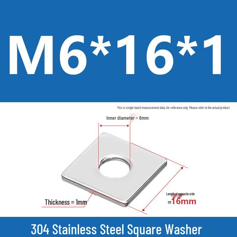 304 Stainless Steel Thickened Square Washer for Curtain Wall (M4-M16)