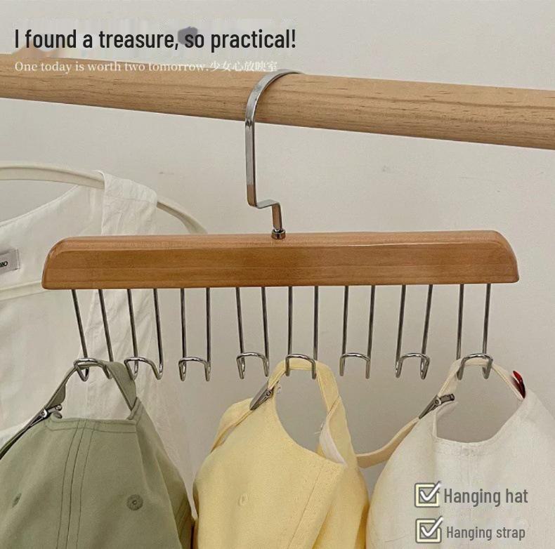 Umeraș Multifuncțional din Lemn Masiv pentru Veste, Cravate și Lenjerie Intimă