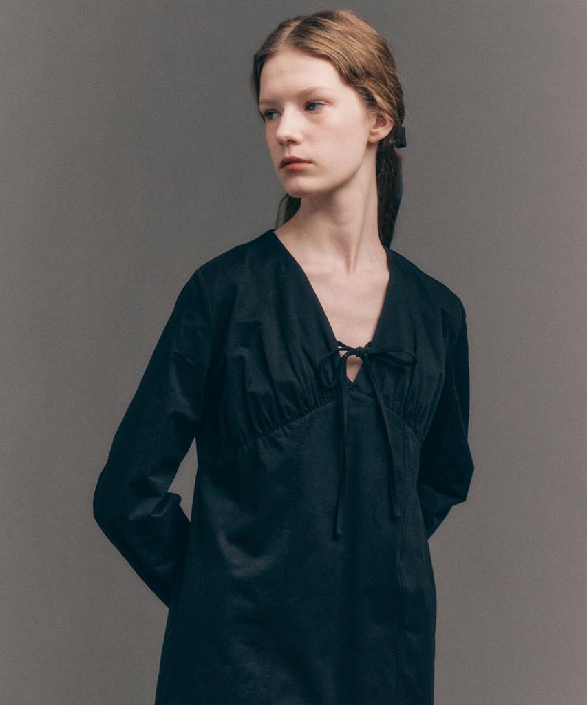Seteo (W) Shirred Cotton Dress Black