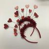 Valentines Day Glitter Tinsel Hair Hoop Red Sequin Heart Headband Party Hairband