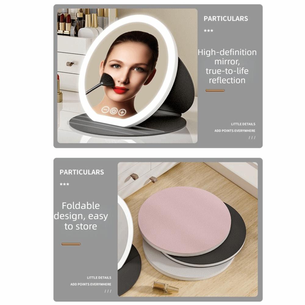 3 Color LED LED Makeup Mirror Round Mirror Foldable Cosmetic Mirrors  Dormitory Use