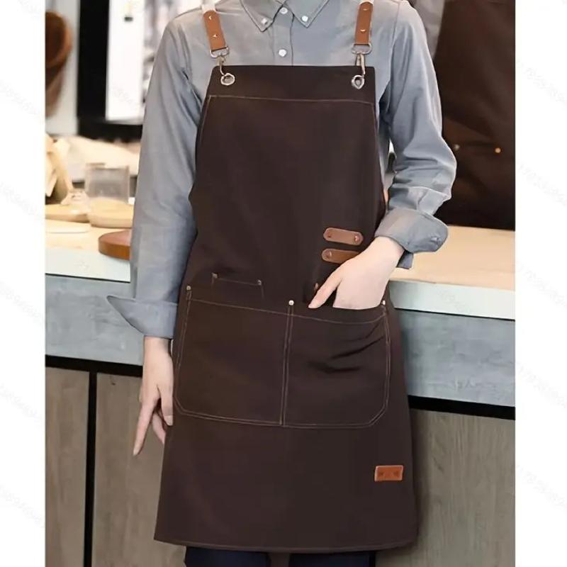 

Kitchen Apron with Pockets, Work Clothes, Chin Cleaning Apron, Restaurant Waiter Work Clothes глубокая кофе