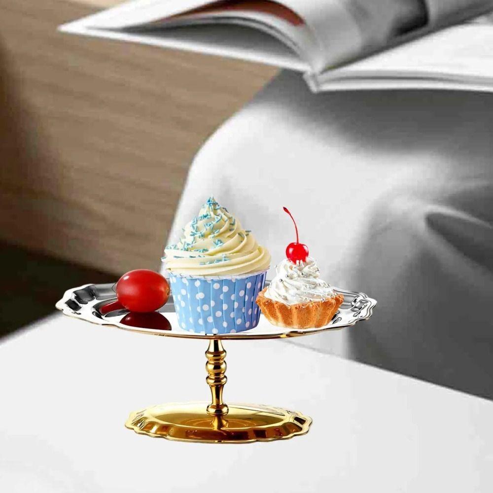 Bol à Dessert en Acier Inoxydable Plat à Fruits Moderne Support à Gâteaux Coupe de Rangement pour Collations Plat de Service