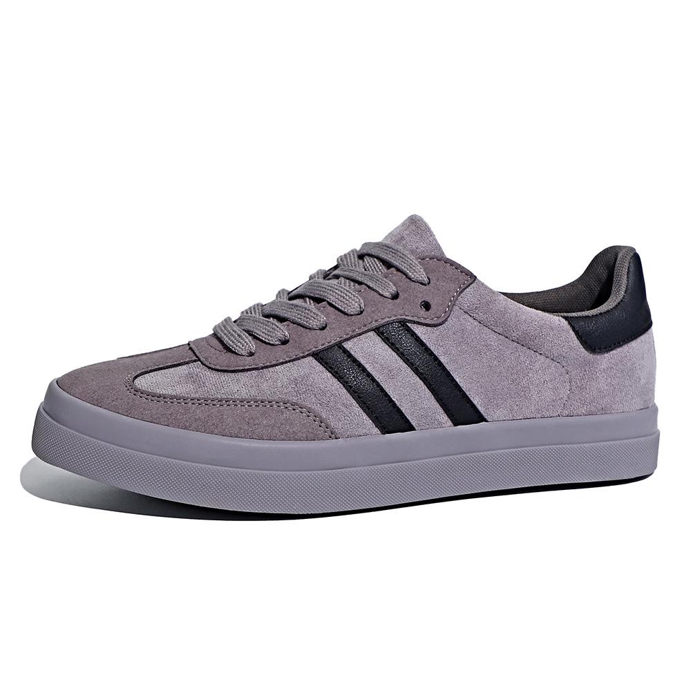 New Shoes for Men Leather Canvas Casual Shoes Fashion Striped Flat Skateboard Shoes Youth Cool Lace-up Sneaker