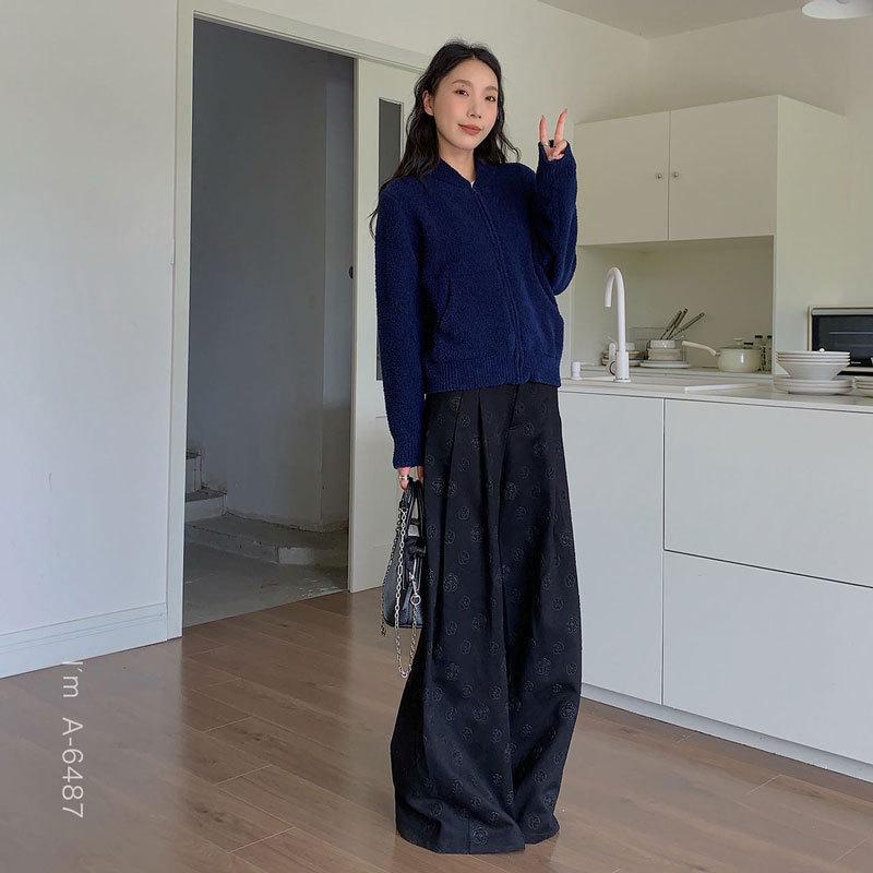 

Женская куртка-кардиган Du Xiaozhai осень 2024 года в стиле ретро с воротником-стойкой и застежкой-молнией One Size полуночно-синий