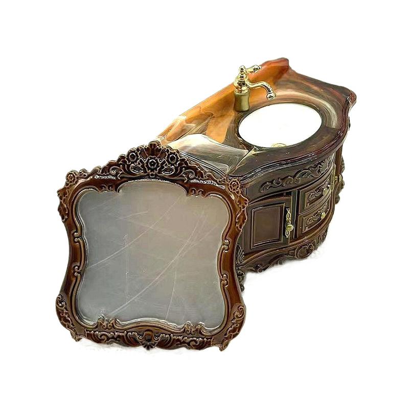 Domeček pro panenky Mini Nábytek Umyvadlo Umyvadlo Zrcadlo Mini Koupelna Scéna Domácí Umyvadlo Hračka Ornament pro Domečky pro panenky Doplňky dekorace