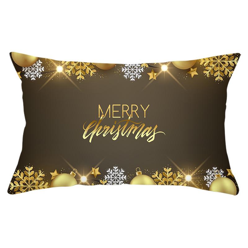 New Christmas Peach Skin Waist Pillowcase Gold Series Sofa Cushion Cover Bedside Pillow Cover