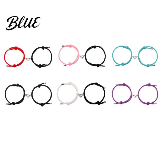 Magnetic Alloy Love Charm Bracelet 2Pcs/Set Matching Heart Pendant Couple