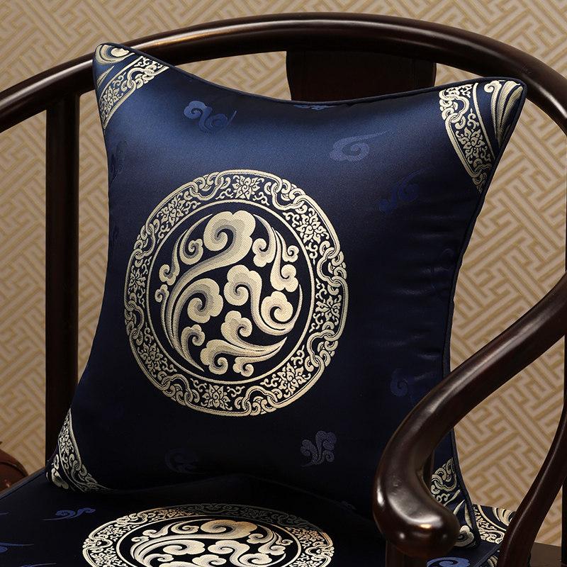 Chinese-Style Jacquard Square Pillow Cover Embroidered Lumbar Pillow Case Sofa Large Backrest Cover Hotel Office Home Decor
