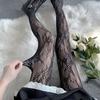 Korean INS Hollowed Lace Mesh Stockings Women Pantyhose Hot Tights Japanese Lolita Retro Floral Rattan Black White Long Socks