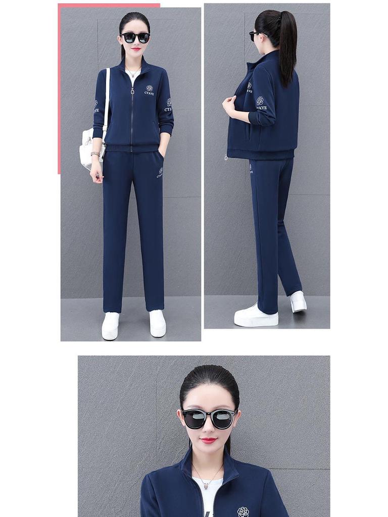 Women's Autumn Spring Cardigan Tracksuit Set - Fashionable, Age-Reducing, Versatile Three-Piece Outfit