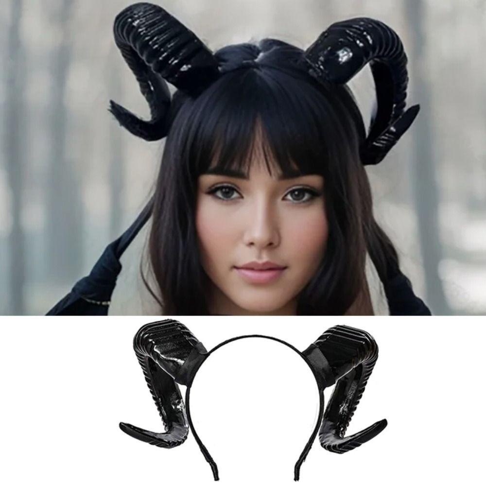 Artificial Black Demon Horn Headwear Realistic Goat Horn Hair Hoop  Children