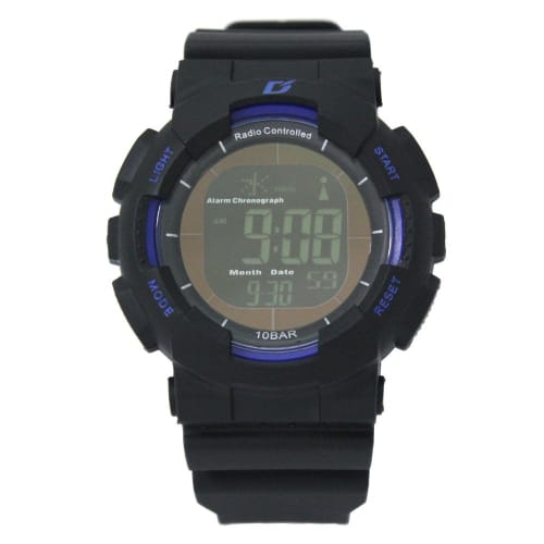 Arias Men's Radio-Controlled Solar Digital Watch with Dash Function, Waterproof, Multi-Function, Backlit, Inverted LCD Display, Urethane Strap, ADWW15