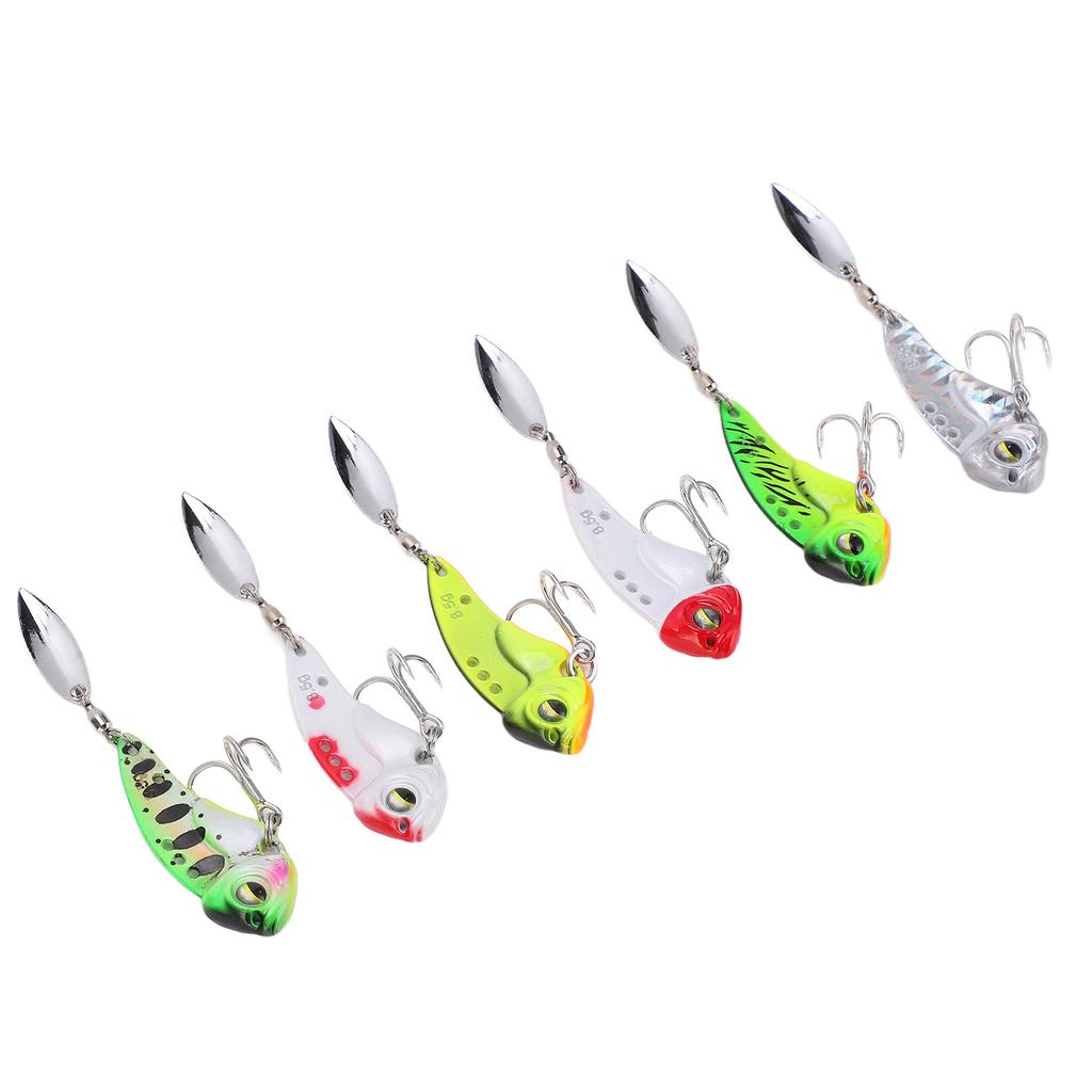 6-teiliges Köder-Simulationsköder-Köder-Köder-Set, Wobbler, Vibrationsspinner für Süßwasser, Salzwasser