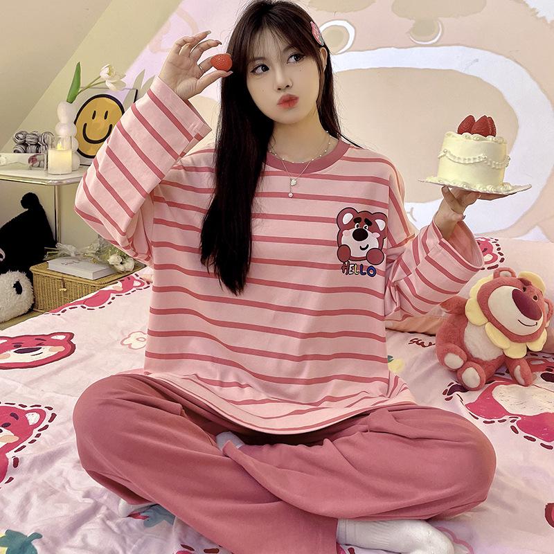 Γυναικείο Πιτζάμα Σετ Μακρυμάνικο - Χαριτωμένο Καρτούν Σχέδιο, Μεγάλο Μέγεθος, για Άνοιξη & Φθινόπωρο, Εσωτερική/Εξωτερική Χρήση