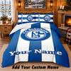Schalke 04 FC Pattern Bedding 3Pcs Set Custom Name, Bed Sheet And Pillowcases For Home Bedroom