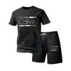 Fashion Casual T-shirt Shorts Two-piece Set 3D Letter Printing Men's Summer Outdoor Wear Suit