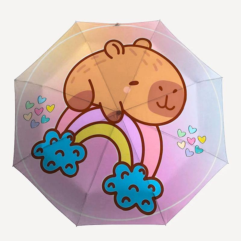 Capybara Themed Travel Umbrella-8 Ribs Automatic Opening and Closing, Portable Folding Design, Compact and Stylish Umbrella Suitable for Out